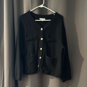 Black Button-Up Women's Cardigan